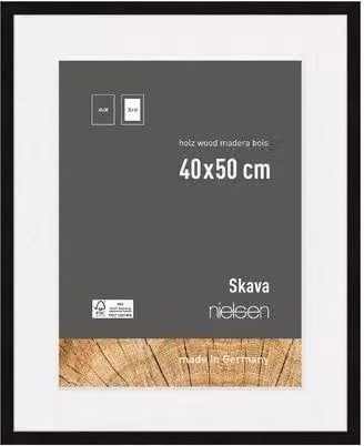 Nielsen Design Skava Wooden Picture Frame in Black with White Mount and Glass, W/H: 50 x 40 cm – 1