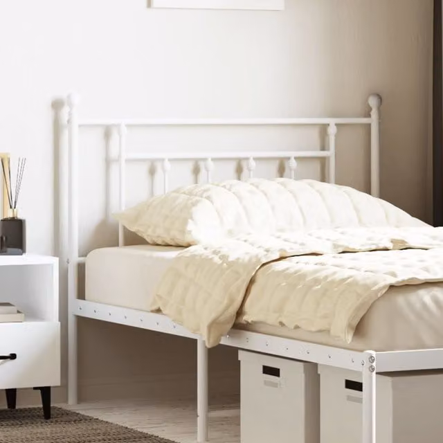 Berkfield Home Classic Metal Headboard in White, Width: 100 cm