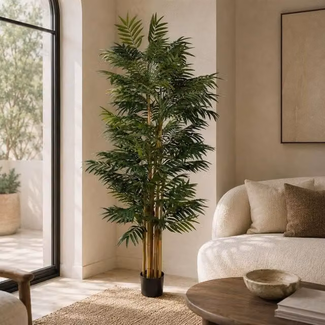 Leaf 210cm Artificial Fire Retardant Phoenix Palm Tree in Green