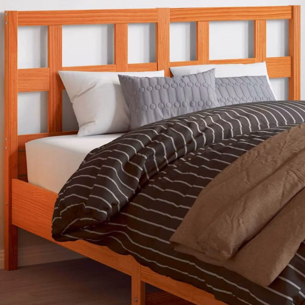 Berkfield Home Wax Brown Solid Wood Pine Headboard, Width: 135 cm – 2