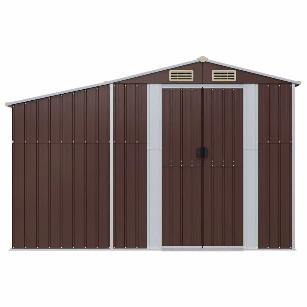 Berkfield Home Brown Galvanised Steel Lean-to Garden Shed W/D/H: 277 x 93 x 179 cm – 3