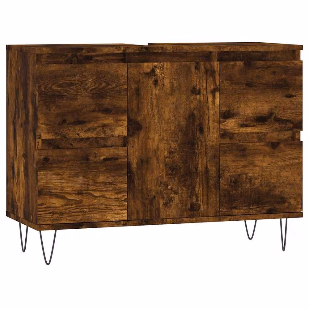 Berkfield Home Smoked Oak Bathroom Cabinet in Brown, W/D/H: 80 x 33 x 60 cm – 3