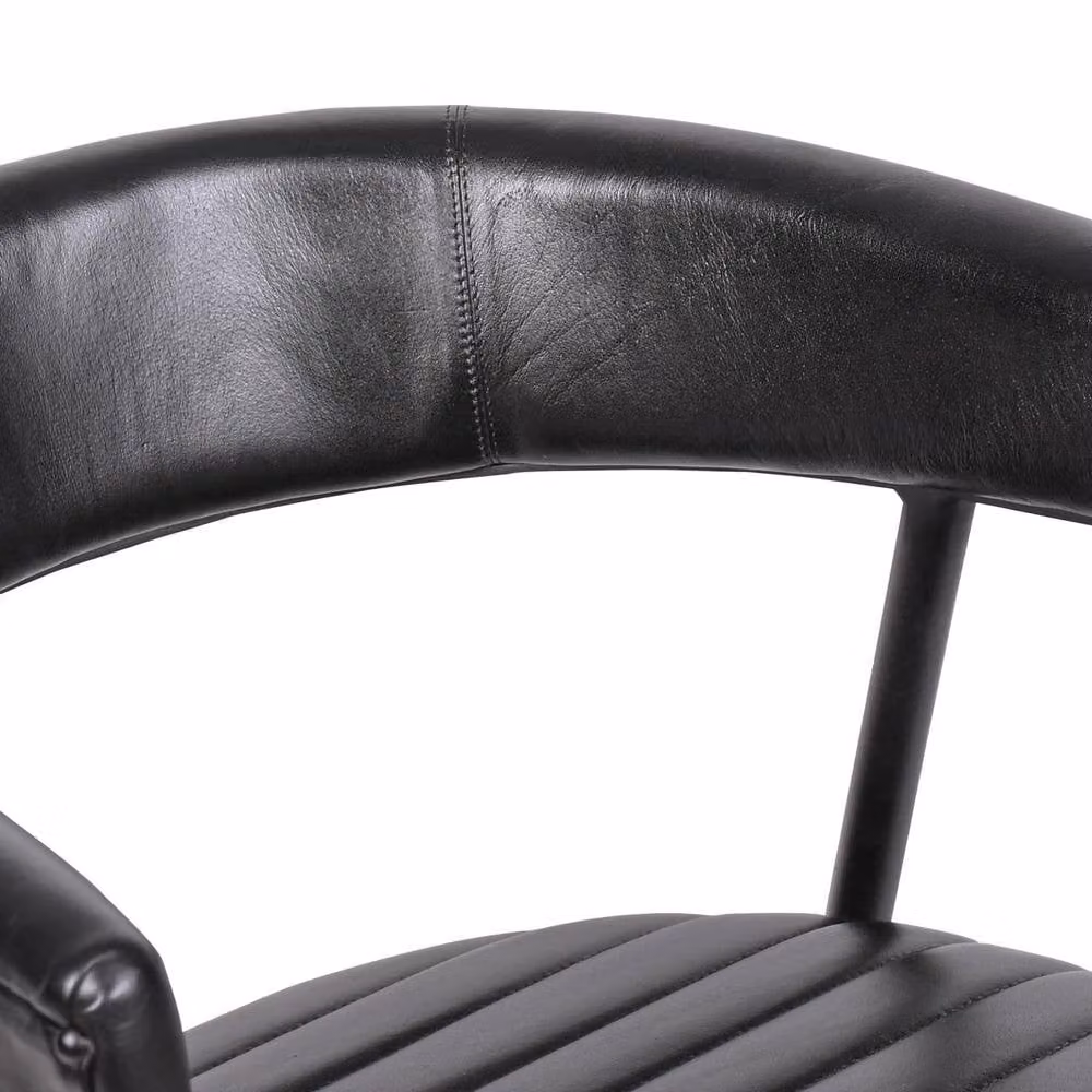 Elm Home And Garden Black Leather Dining Chair with Black Metal Frame – 3