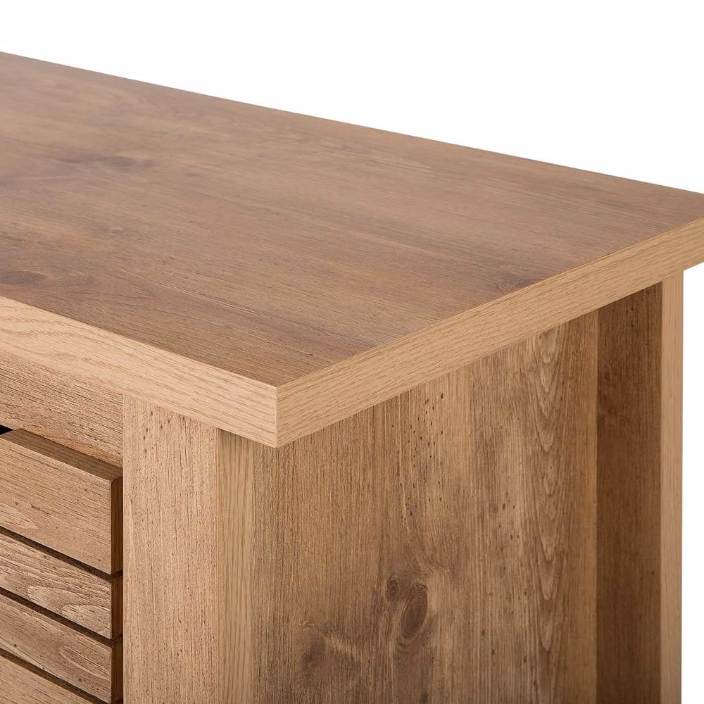 Wyld and Coco Rustic Brown Wood Sideboard with 3 Drawers, W/D/H: 99 x 43 x 80 cm – 4