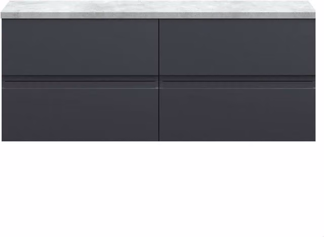 Balterley Mavesyn Contemporary 4 Drawer Wall Hung Vanity Unit, Dark Grey, Width: 120.5 cm