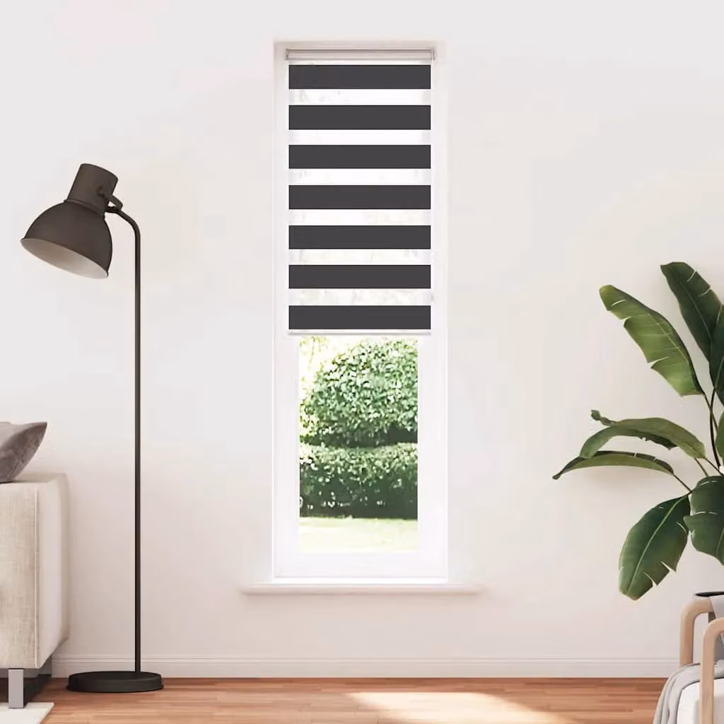 Berkfield Home Zebra Day and Night Blind in Black Polyester, W: 65 cm, H: 230 cm – 2