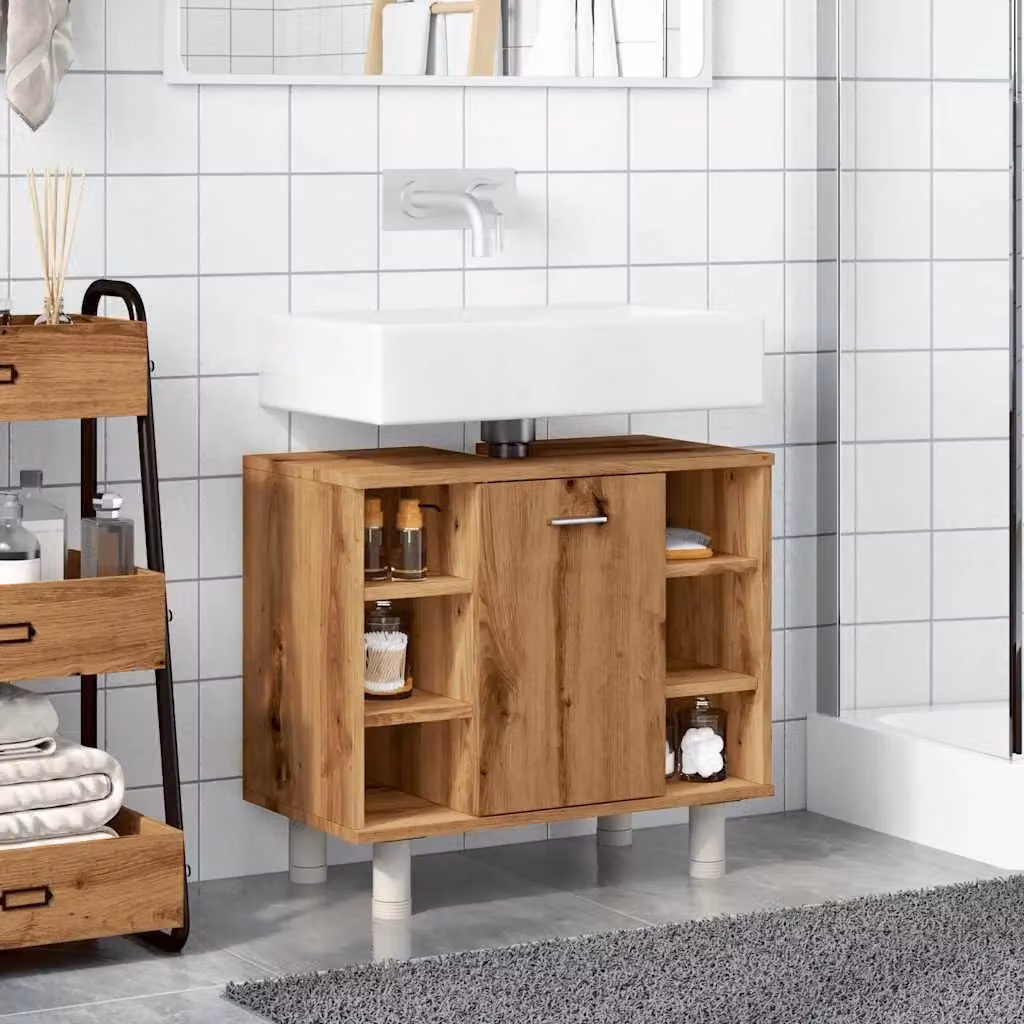 Berkfield Home Artisan Oak Bathroom Cabinet, Brown, W/D/H: 60 x 32 x 53.5 cm – 3
