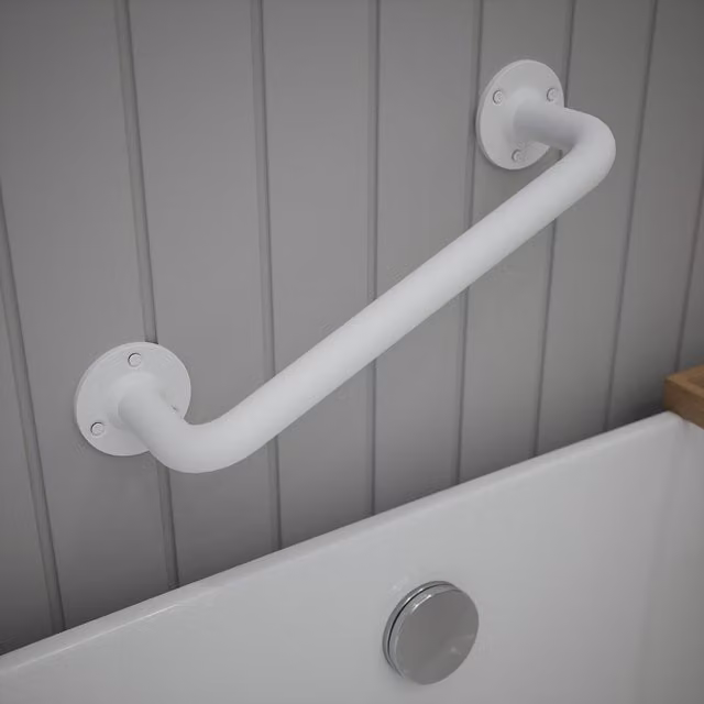 Rothley Matt White Steel Grab Rail, Length: 30.5 cm
