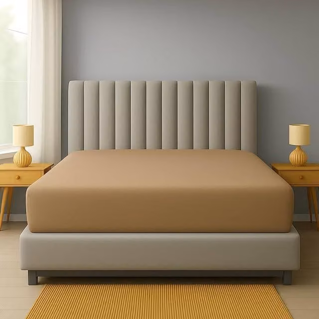 Homes-Linen Extra Deep Polycotton Easy Care Fitted Sheet in Beige, Size: Super King (200 x 200 cm, Depth: 40 cm) – 1