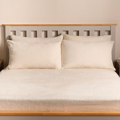 OHS 2 Pack Teddy Fleece Thermal Pillowcases in Cream White – 2