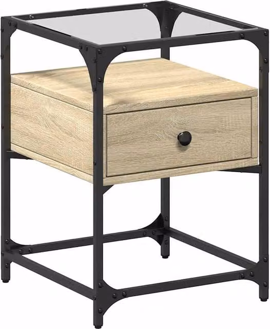 Berkfield Home Bedside Cabinet in Sonoma Oak, Beige, W/D/H: 40 x 40 x 55 cm