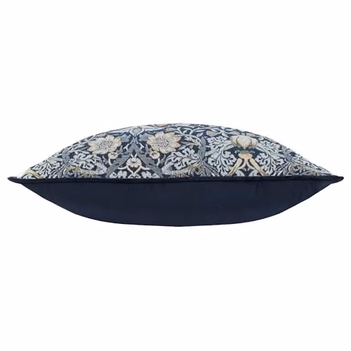 Morris & Co. Strawberry Thief Blue Floral Velvet Feather Filled Square Cushion W/D/H: 55 x 55 x 55 cm – 3