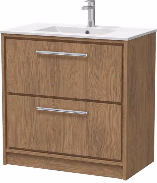 Balterley Longnor 2 Drawer Floor Standing Vanity Basin Unit in Antique Oak Brown