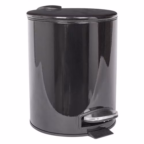 Harbour Housewares 5L Round Stainless Steel Pedal Bin with Removable Inner Bucket in Black – 1