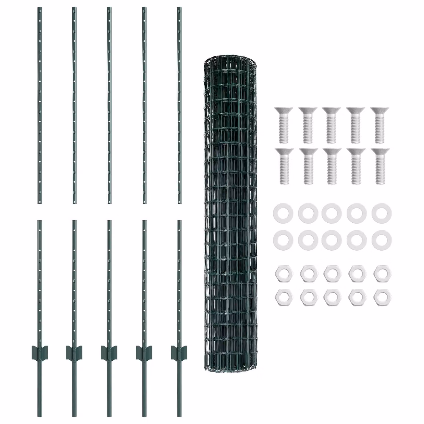Berkfield Home Euro Fence with 5 U-Profile Posts, Green PVC-Coated Steel, W: 10 m, H: 1.4 m – 3