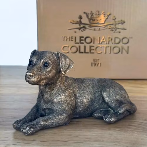 Leonardo Reflections Animal Crackers Jack Russell Terrier Dog Figurine in Bronze