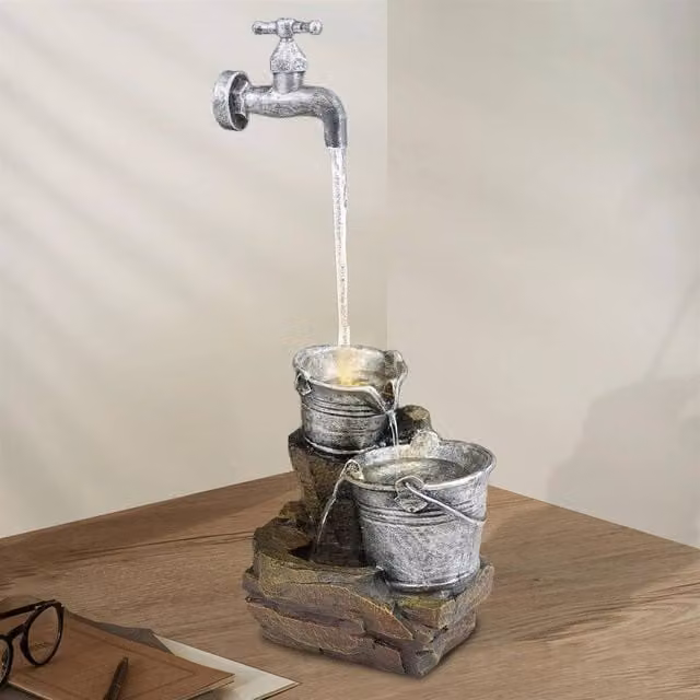 GEEZY FLAVORA Grey Cascade Water Feature for Indoor or Outdoor Use W/D/H: 50.5 x 20.5 x 20.5 cm