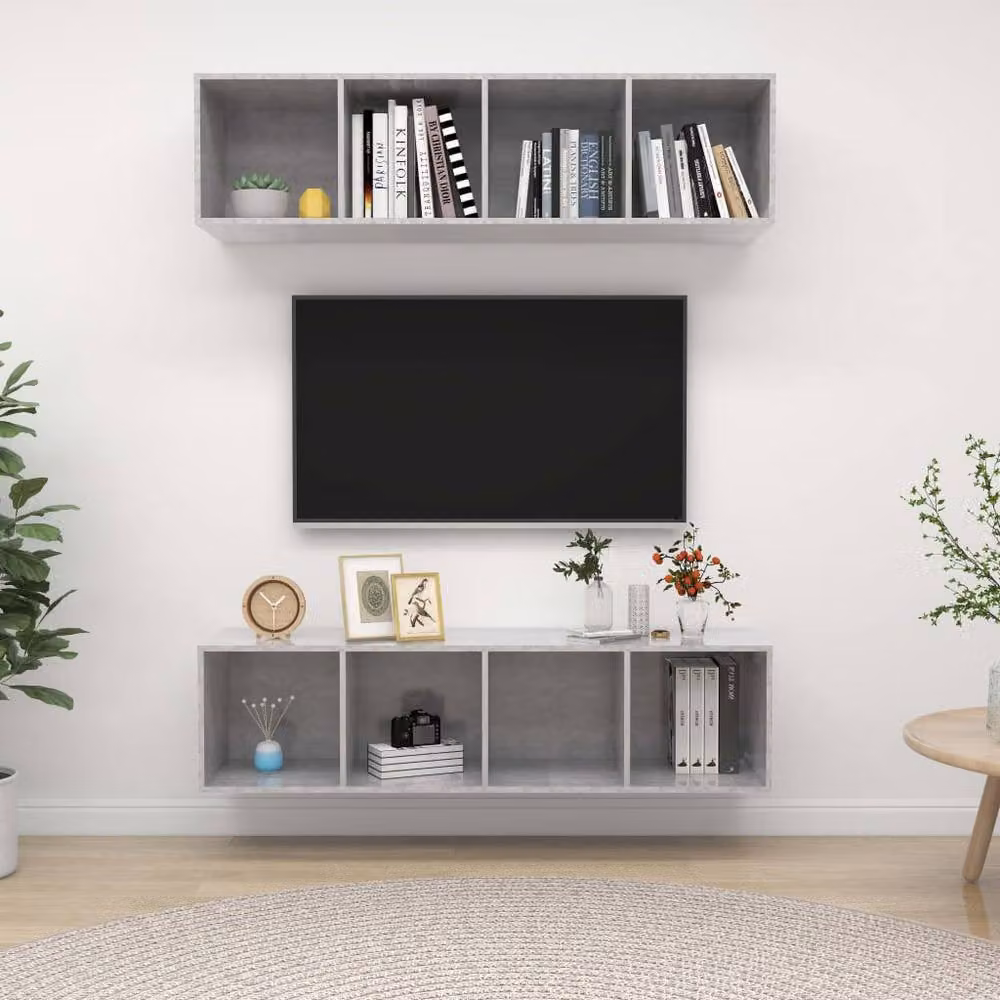 Berkfield Home Set of 2 Wall-mounted TV Cabinets in Concrete Grey Matt Engineered Wood – 2