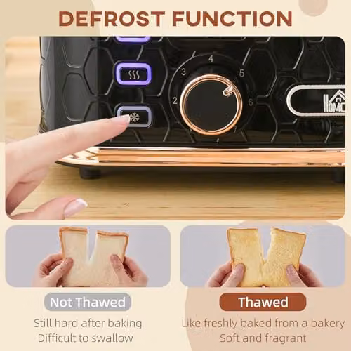 HOMCOM 4 Slice Toaster with 7 Browning Levels and Auto Shut-off, Black – 4