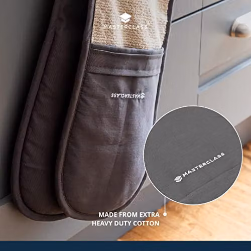 MasterClass Professional Non-Slip Cotton Oven Glove, Grey – 4