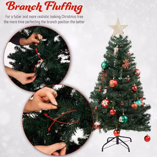 Deco Express Realistic Artificial Green Christmas Tree, H: 120 cm, W: 25.4 cm, D: 25.4 cm – 3