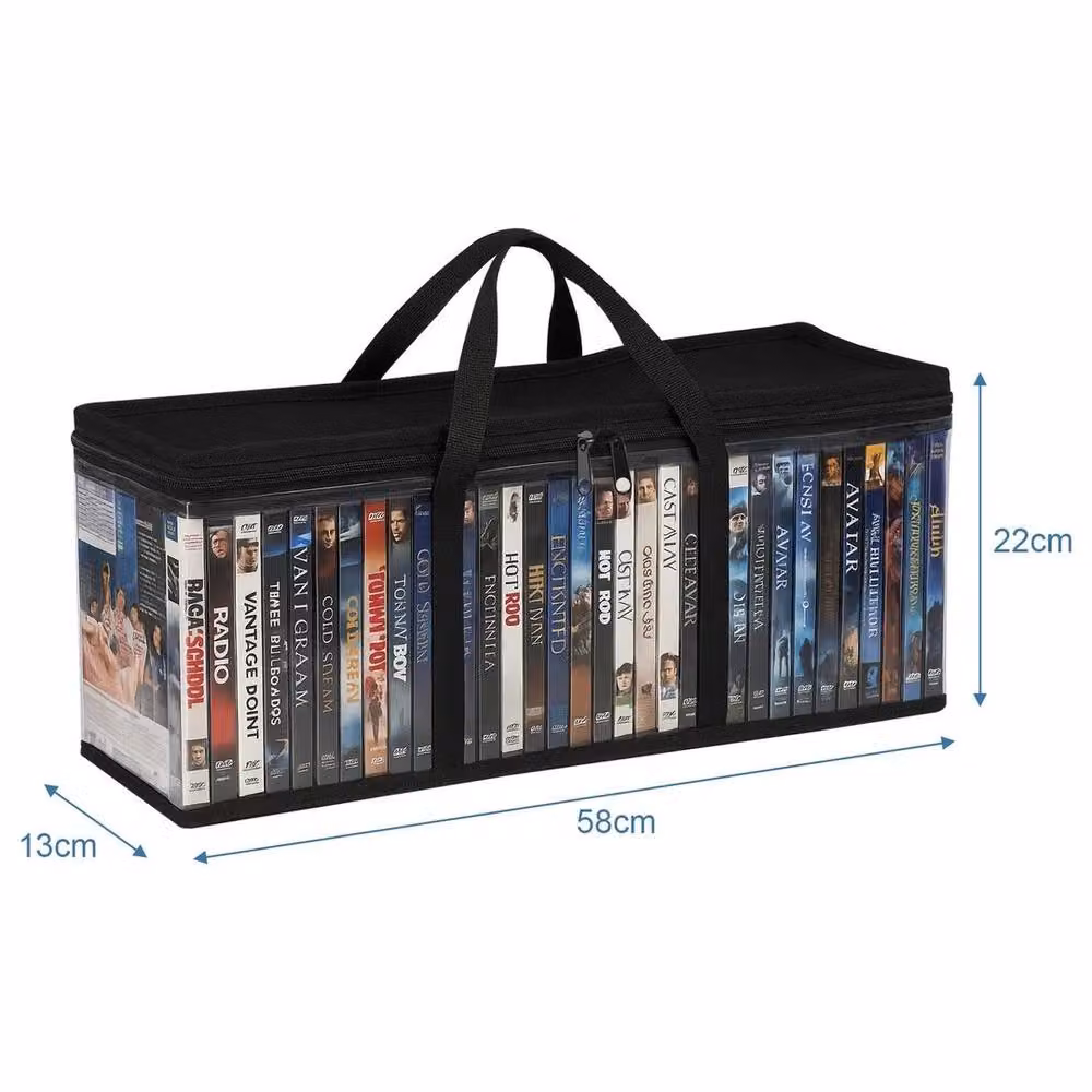 KORVIXA 2 Pack Foldable Fabric DVD Storage Boxes in Black, W: 70 cm – 2