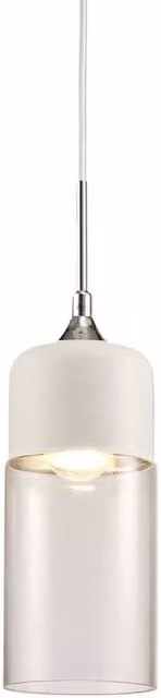 Mia Tube Ceiling Pendant Light with Clear Glass and White Metal Finish, E27