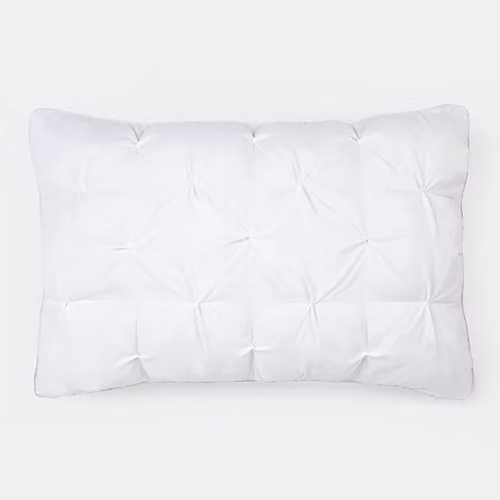 OHS White Hotel Quality Hollowfibre Pillow with Quilted Cover for Stomach, Back and Side Sleepers – 2