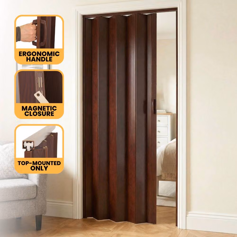 Novecrafto PVC Folding Door with Magnetic Closure in Dark Brown, W: 82 cm, H: 203 cm – 3