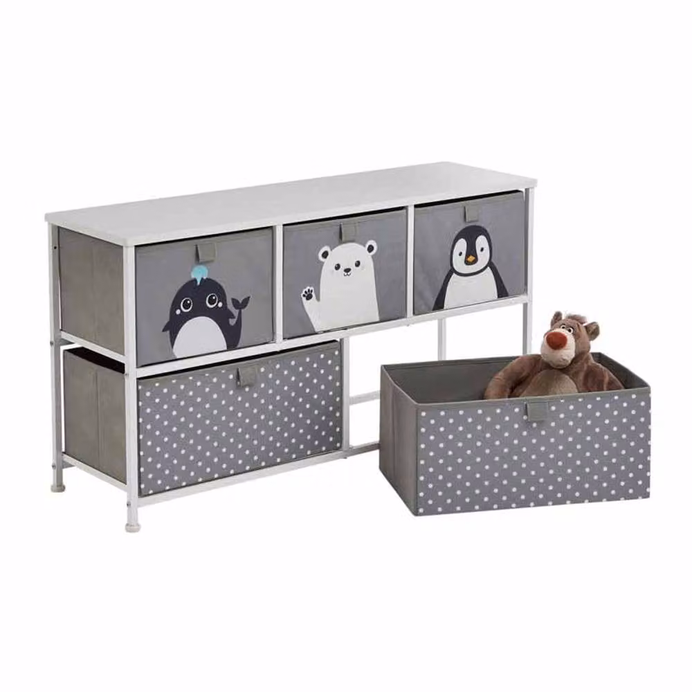 Liberty House Toys Arctic 5 Drawers Storage Chest in Grey and Multicolour Animal Print – 3