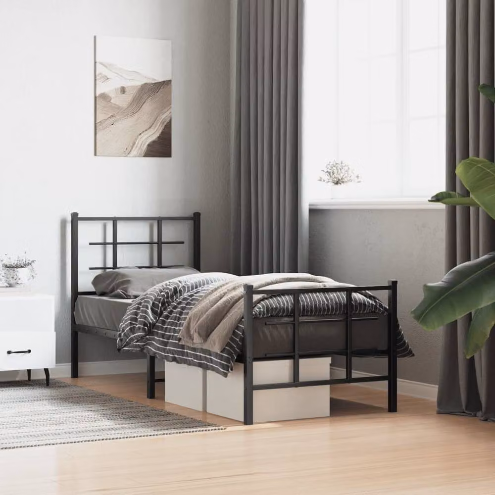 Berkfield Home Metal Bed Frame with Footboard in Black, W/D/H: 75 x 190 x 80 cm – 2