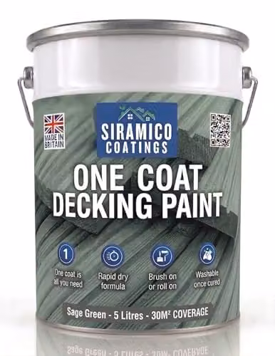 SIRAMICO COATINGS One Coat Anti-Slip Decking Paint, Sage Green, 5 Litres – 1