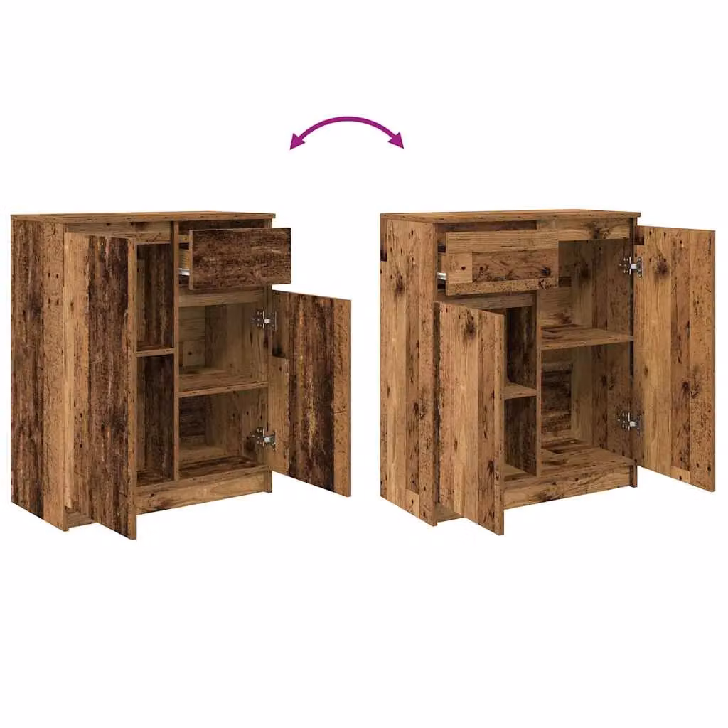 Berkfield Home Rustic Sideboard with Drawer in Brown, W/D/H: 71 x 35 x 84 cm – 5