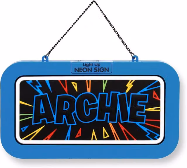 History & Heraldry Archie Pre-personalised Blue LED Light-Up Neon Bedroom Sign