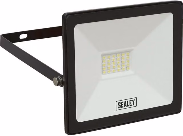 Loops Extra Slim 20W SMD LED Floodlight with Wall Bracket, 1700 Lumens, IP65 Rated, Black