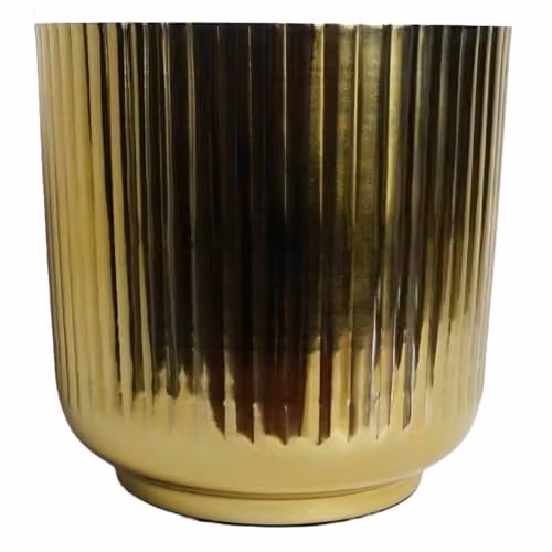 Leaf Gold Metal Decorative Round Tabletop Planter W/D/H: 20.0 x 20.0 x 20.5 cm – 1