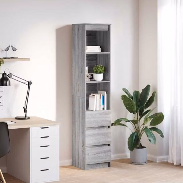 Berkfield Home Grey Sonoma Modern Highboard in MDF, W/D/H: 37.5 x 35 x 180 cm – 1
