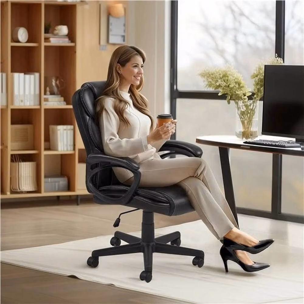 KORVIXA Executive Desk Chair in Black with Lumbar Support and Headrest – 5