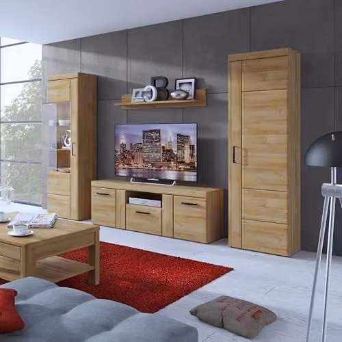 Furniture To Go Cortina Tall Glazed Display Cabinet in Brown Oak, H 195.0 x W 37.4 x D 48.7 cm – 2