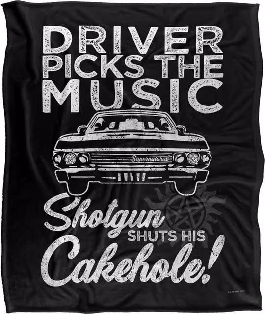 Warner Brothers Supernatural Driver Picks Music Silky Touch Super Soft Fleece Throw Blanket, White, W/D: 152 x 127 cm – 6