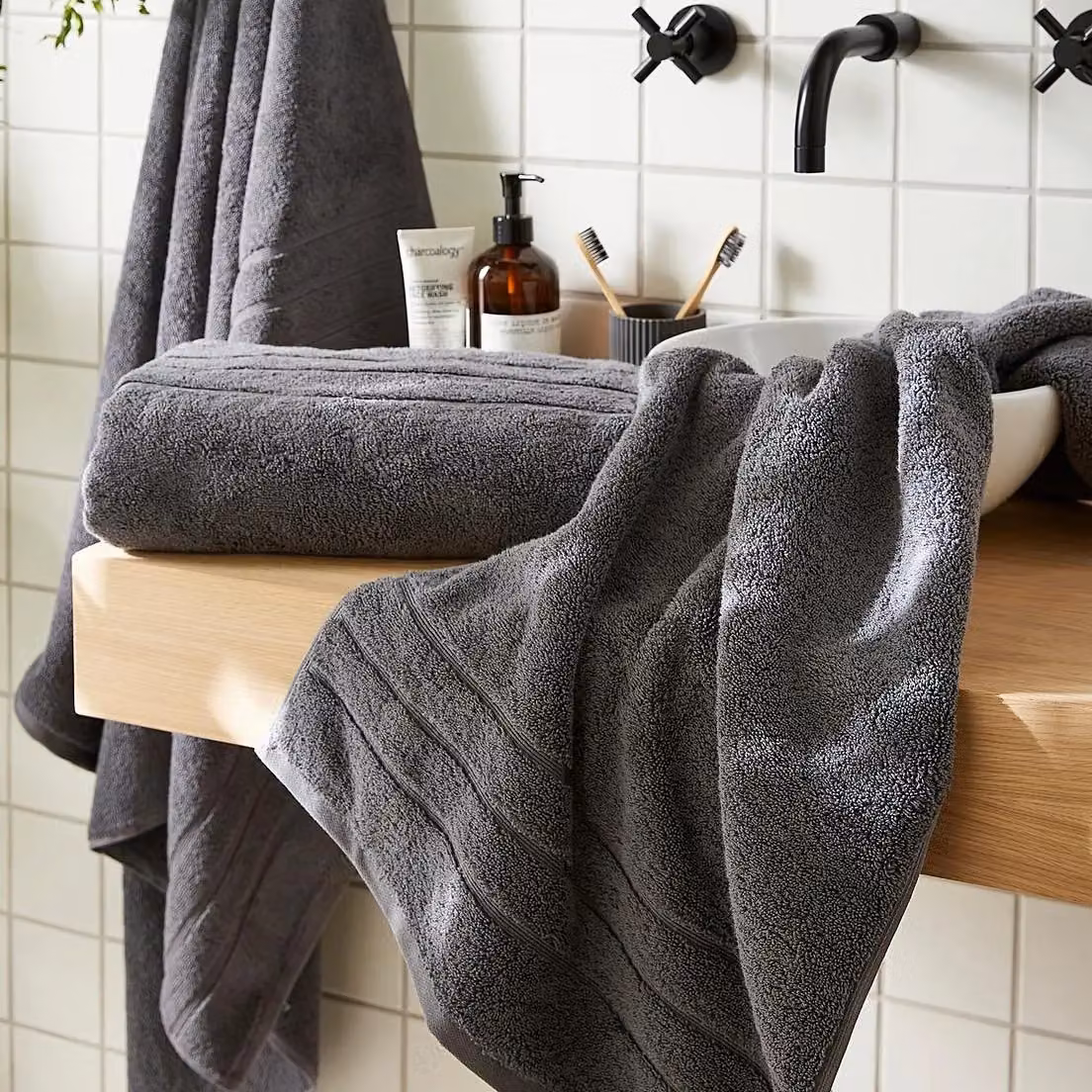 Allure Bath Fashions Hotel Luxury Heavyweight Cotton Terry Hand Towel in Grey, W/D/H: 50 x 50 x 1 cm – 2
