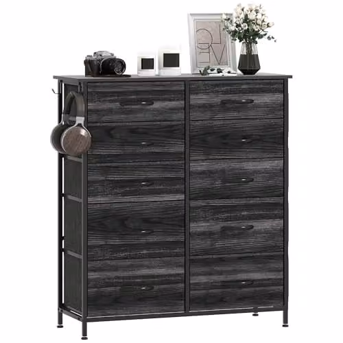 HOMCOM Black Fabric Chest of Drawers with 10 Drawers for your Bedroom
