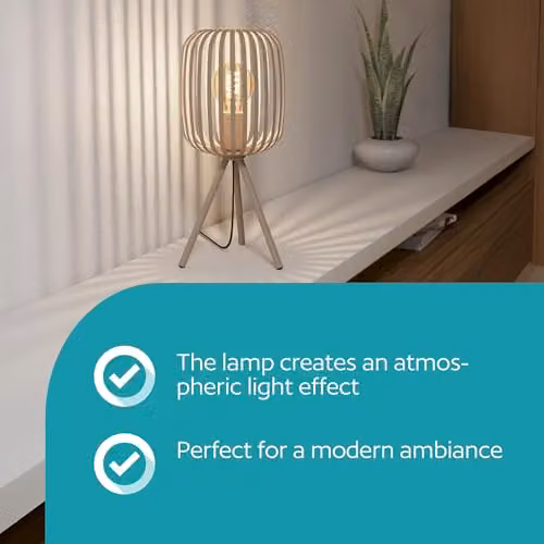 Eglo Romazzina Beige Metal Table Lamp for Bedroom and Living Room – 3