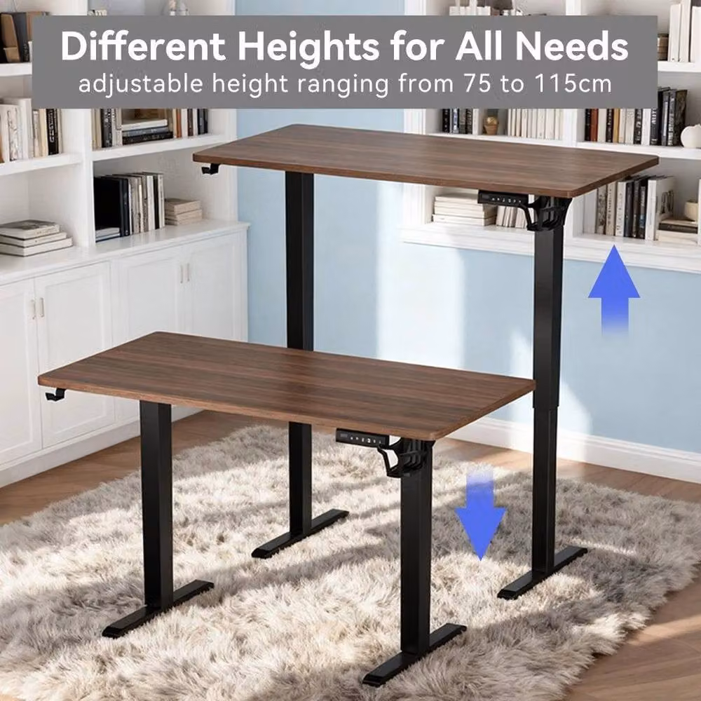 Kelvenix Electric Height Adjustable Standing Desk in Brown and Black with Wood and Metal Finish – 4