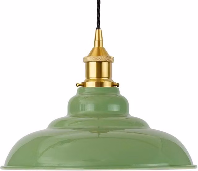 SE Home St Edmund's Mint Green Pendant Light with Polished Brass and Black Twisted Detail
