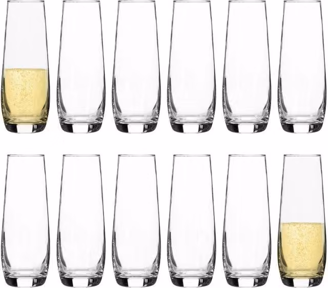 Argon Tableware Set of 12 Corto Stemless Champagne Flutes, 230 ml, Clear