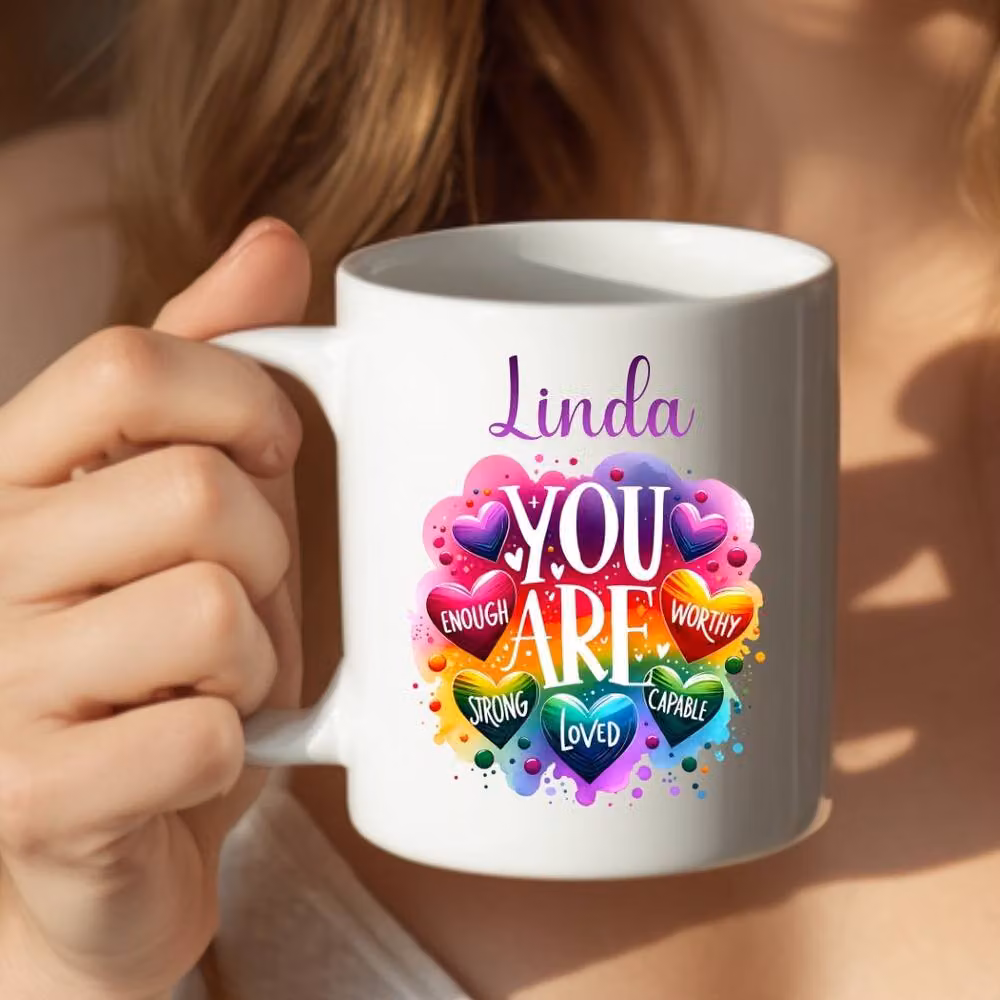 Aye Do Gifts Personalised You Are Enough Affirmation Mug in White – 2