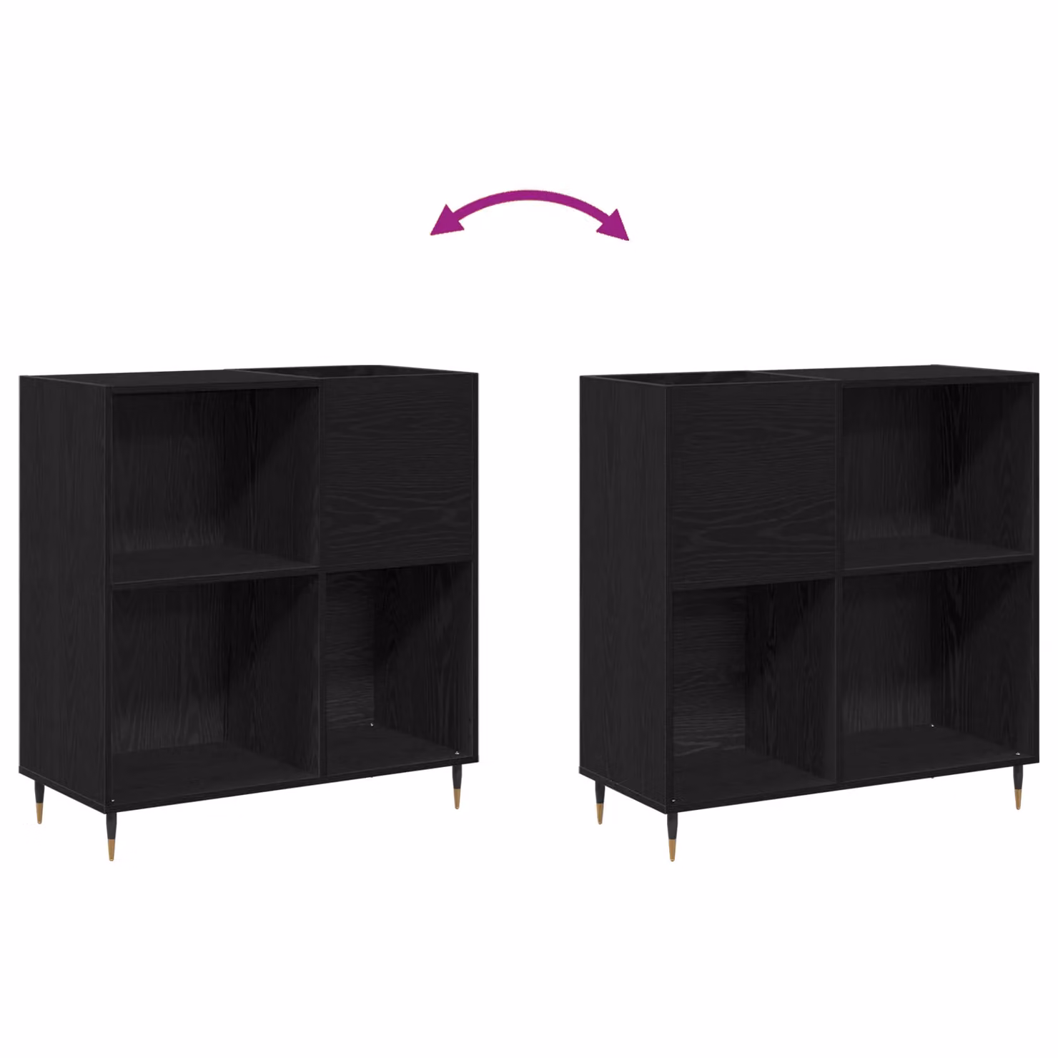 Berkfield Home Black Oak Record Cabinet with Media Compartments, W/D/H: 84.5 x 38 x 89 cm – 5