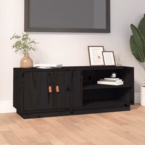 vidaXL Black Solid Pine Wood TV Cabinet W/D/H: 105 x 34 x 40 cm – 1