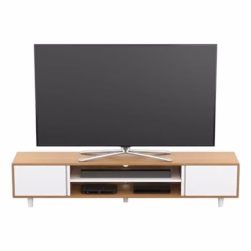 AVF Large White Wood TV Cabinet with Adjustable Soundbar Shelf, W: 200 cm